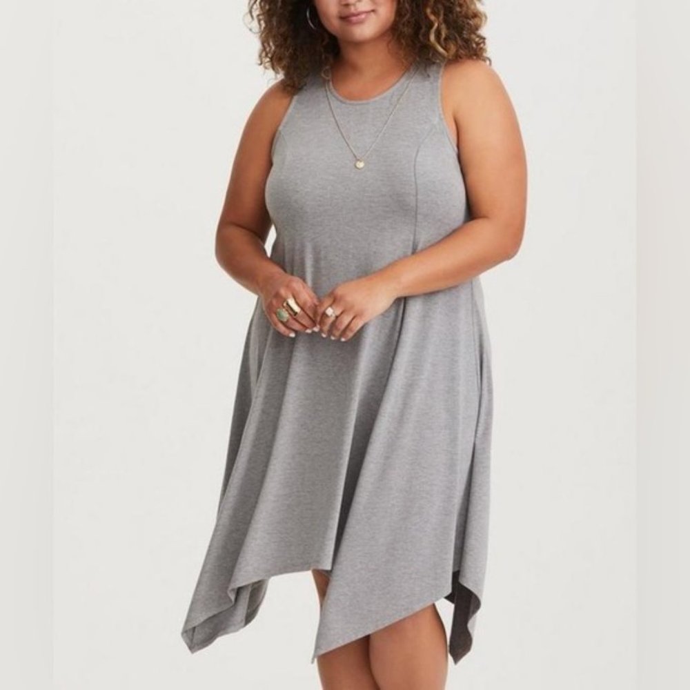 Women’s Torrid Heather Grey Midi Jersey Trapeze Dress 2 - Picture 2 of 12